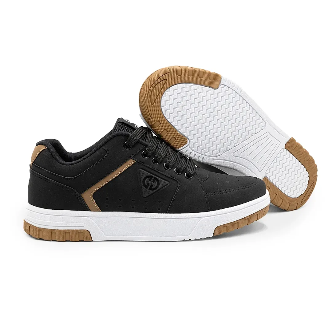 Tênis Ollie Volt2 Street Skate Preto Masculino vista superior mostrando cadarço e sola